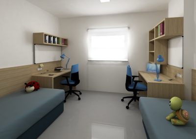 imagen composición mobiliario residencia estudiantes vista lateral